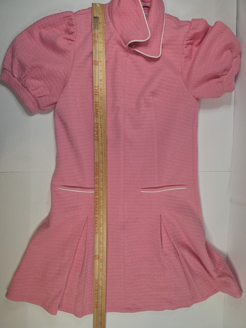 THML Pink Mod Mini Dress - 60s Inspired Zip Front Puff Sleeves - Size Small NWOT - Picture 15 of 16